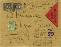 Càd PARIS / N° 97 (2) + 102 Sur Devant D'envoi Contre Remboursement Avec étiquette Rouge Triangulaire Et Descriptif De C - 1876-1878 Sage (Type I)