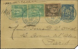 Càd Bleu PARIS (66) / R. MEISSONNIER Sur Entier 15c + N° 75 (2) + 97 Sur Carte Lettre Close Circulant Dans Le Réseau Pne - 1876-1878 Sage (Type I)