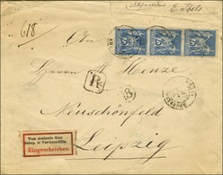 Càd PARIS / R. D'AMSTERDAM / N° 79 Bande De 3 Sur Lettre Recommandée Au 1er échelon Pour Leipzig, Au Recto étiquette De  - 1876-1878 Sage (Type I)