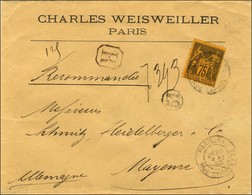 Càd PARIS (51) / R. LAFAYETTE / N° 99 Sur Lettre Recommandée 2 Ports Pour Mayence. 1892. - TB / SUP. - 1876-1878 Sage (Type I)
