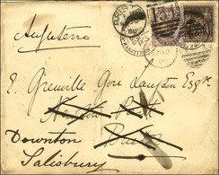 Càd T 18 NICE / N° 97 Sur Lettre Pour Bristol Réexpédiée à Salsbury Après Adjonction D'un Timbre à 1 Penny Obl Du Duplex - 1876-1878 Sage (Type I)