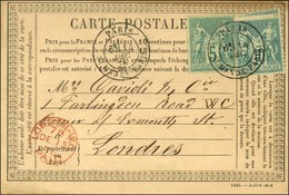 Càd PARIS / ST MANDE PARIS / N° 65 + 75 Sur CP Pour Londres. 1878. - TB / SUP. - 1876-1878 Sage (Type I)