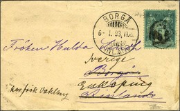 Cachet Jour De L'An / N° 75 Sur Enveloppe Carte De Visite à Destination De Borga (Finlande) Réexpédiée à Enkoping (Suède - 1876-1878 Sage (Type I)