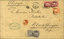 Càd PARIS / R. DE STRASBOURG / N° 38 + 57 Paire + 66 Paire Sur Lettre Au 6ème échelon De Poids Recommandée Pour Andelfin - 1876-1878 Sage (Type I)