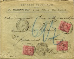 Càd LA ROCHE SUR FORON / Hte SAVOIE / N° 98 (3) Sur Lettre Chargée Au Tarif Frontalier Pour Genève. 1900. - TB. - RR. - 1876-1878 Sage (Type I)