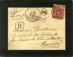 Càd PARIS 66 / R. MEISSONNIER / N° 98 Sur Lettre Recommandée Pour Hankow Sans Càd D'arrivée. 1900. - TB. - 1876-1878 Sage (Type I)