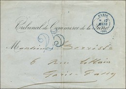 Càd Bleu PARIS (60) Taxe 25 DT Bleue Sur Lettre Pour Paris Passy. 1877. - SUP. - 1859-1959 Covers & Documents