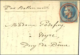 Càd Rouge PARIS (SC) 8 OCT. 70 / N° 29 Sur Lettre Pour Veyre (Puy De Dôme), Au Verso Cachet Orné Du Ministère Des Financ - Guerre De 1870