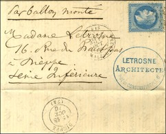 Etoile 37 / N° 29 Càd PARIS / BT MALESHERBES 11 OCT. 70 Sur Lettre Pour Dieppe, Au Recto Beau Cachet Bleu Commercial De  - Guerre De 1870