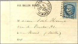 GC 3739 / N° 29 Càd PARIS / ST MANDE-PARIS 9 DEC. 70 Sur Lettre PAR BALLON MONTE Pour Le Mans. Au Verso, Càd D'arrivée 1 - Guerre De 1870