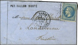 Etoile 9 / N° 29 Càd PARIS / R. MONTAIGNE 11 JANV. 71 Sur Lettre PAR BALLON MONTE Avec Très Bon Texte Historique Pour La - Oorlog 1870