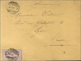 Càd ZURICH / Etiquette Violette Militaires Français / Internés En Suisse. / Gratis. Sur Lettre Pour Lyon. Rarissime Usag - Guerre De 1870