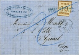 Griffe Bleue SAINT NICOLAS / Alsace N° 5 (def) Sur Lettre Pour Epinal. Au Recto, Càd D'arrivée POSTES  / 1871 / EPINAL E - Brieven En Documenten