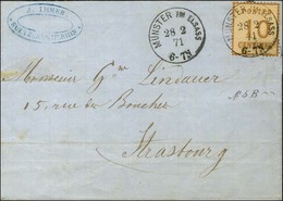 Càd MUNSTER / Alsace N° 5 Burelage Renversé Sur Lettre Pour Strasbourg. 1871. - SUP. - Lettres & Documents
