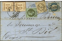 Càd FORBACH / Alsace N° 5 (2) + GC 2598 / N° 25 + 27 + 37 Sur Lettre En Affranchissement Mixte Pour St Dié. 1871. - TB.  - Covers & Documents