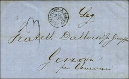 Lettre Avec Texte Daté De Varna Le 13 Décembre 1867 Acheminée Jusqu'à Constantinople Pour Gênes, Au Recto Càd CONSTANTIN - Poste Maritime