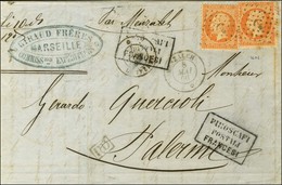 Ancre / N° 23 (2) Càd MENZALEH / * Sur Lettre De Marseille Pour Palerme. 1866. - TB. - R. - Maritieme Post