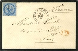 Ancre / Col. Gen. N° 4 Càd COR. D. ARMEES / LIGUE A PAQ. N° 3 9 JUIL. 69 Sur Lettre Au Tarif De Militaire Pour Paris. Au - Maritime Post