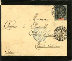 Càd Cce MILre ST LOUIS / SENEGAL / Sénégal N° 13 Sur Lettre Pour La France. Au Recto, Cachet Bleu CORR. D'ARM. / LIGUE.J - Poste Maritime