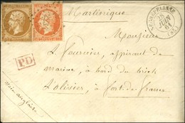 PC 2234 / N° 13 + 16 Càd T 15 NEGREPELISSE (85) Sur Lettre Adressée à Bord Du Brick L'Olivier à Fort De France. 1861. -  - Poste Maritime