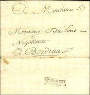 Lettre Avec Texte Daté De St Pierre De La Martinique Le 28 Juin 1752 Pour Bordeaux. Au Verso, MP D'acheminement I.DUFORE - Poste Maritime