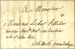 Lettre Avec Texte Daté De La Martinique Le 7 Octobre 1772 Adressée à La Basse-Terre, Ile De La Guadeloupe. Au Recto, Trè - Maritime Post