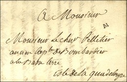 Lettre Avec Texte Daté De La Martinique Le 7 Octobre 1772 Adressée à La Basse-Terre, Ile De La Guadeloupe. Au Recto, Trè - Maritieme Post