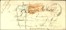 Lettre Avec Texte Daté De Marin Ile Martinique Le 7 Octobre 1847 Pour St Malo. Au Recto, Rarissime Marque Encadrée Bleue - Poste Maritime