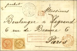 Losange MQE / Col. Gen. N° 3 + 5 Càd MARTINIQUE / ST PIERRE Sur Lettre 2 Ports Insuffisamment Affranchie Pour Paris Taxé - Maritieme Post