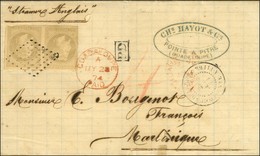 Losange / Col. Gen. N° 9 Paire (def) Càd GUADELOUPE / POINTE A PITRE + Càd Rouge GUADELOUPE / PAID Sur Lettre Pour Franç - Maritieme Post