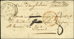 Mention Manuscrite '' Macouba 8 Aout 64 '', Càd ST PIERRE MARTINIQUE 9 AOUT 1864 Et Taxe Tampon 8 Sur Lettre Pour Paris. - Maritime Post