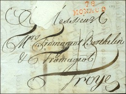 78 / MONACO Rouge Sur Lettre (légère Restauration) Datée De Gênes Le 3 Août 1793 Pour Troyes. - TB / SUP. - R. - 1801-1848: Voorlopers XIX