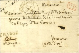 55 / Sarréalbe + P.P. Rouge + Griffe CHARGÉ Sur Lettre Pour Beaune. Au Recto, Càd T 12 D'arrivée. 1837. Exceptionnelle C - Autres & Non Classés