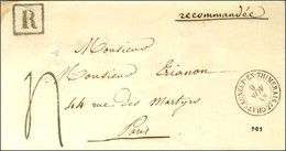 Càd T 15 CHATEAUNEUF EN THIMERAIS 27 Sur Lettre Recommandée Pour Paris. Au Recto, R Noir Et Taxe Tampon 4. 1848. - SUP. - Other & Unclassified