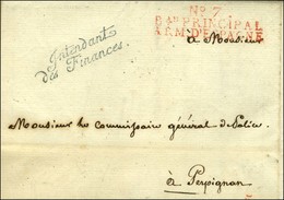 N° 7 / Bau PRINCIPAL / ARM. D'ESPAGNE Rouge Sur Lettre Avec Texte Daté De Girone Le 31 Décembre 1810 Adressée En Franchi - Army Postmarks (before 1900)