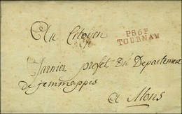 P.86.P. / TOURNAY Rouge (30 Mm) Sur Lettre Avec Texte Daté Du 30 Ventose An 9 Pour Mons. - SUP. - 1792-1815: Veroverde Departementen