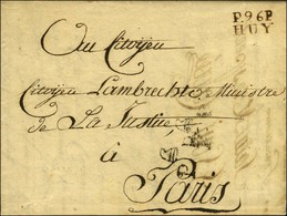 P.96.P. / HUY Sur Lettre Avec Texte Daté Le 16 Frimaire An 6 Pour Paris. Au Recto, P.P. BONNET PHRYGIEN. - SUP. - 1792-1815: Veroverde Departementen