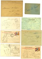 Lot De 8 Lettres Et CP Avec Cachets Bureaux Frontières. - TB. - Guerre De 1914-18