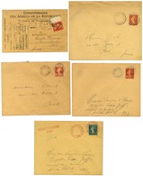 Lot De 5 Lettres Et CP Cachets TRESORS ET POSTES. - TB. - Guerre De 1914-18