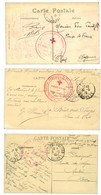 Lot De 3 CP Cachets ASSOCIATION DES DAMES DE FRANCE. - TB. - Guerre De 1914-18