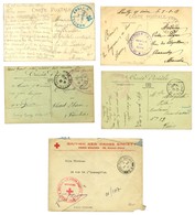 Lot De 1 Lettre Et 4 CP Cachets L'AMERICAN RED CROSS, HOPITAL ANGLAIS, CANTINE MILITAIRE Et ASSISTANCE AUX INVALIDES. -  - WW I