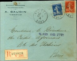 Lettre Recommandée Avec Cachet Horizontal 14 JUIN 1915 2me Don. 1915. - TB. - WW I