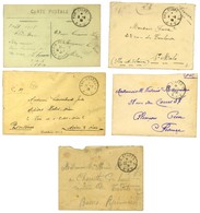 Lot De 4 Lettres Et 1 CP Cachets VAGUEMESTRES D'ETAPES. - TB. - Guerre De 1914-18