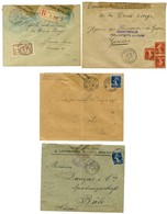 Lot De 4 Lettres Affranchies Avec Censure Pour La Suisse. - TB. - Guerre De 1914-18