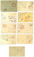 Lot De 1 Lettre Et 8 CP Cachets Rouges Et Noirs GITE D'ETAPE LIVOURNE. - TB. - Oorlog 1914-18