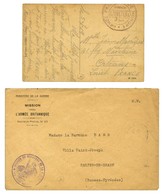 Lot De 1 Lettre De La Mission Près L'armée Britannique Et 1 CP De L'armée Française De Hongrie. - TB. - Oorlog 1914-18