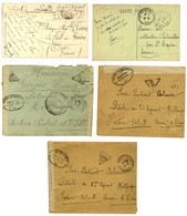 Lot De 3 Lettres Et 2 CP Avec Censure Militaire De L'Armée D'Orient. - TB. - Oorlog 1914-18