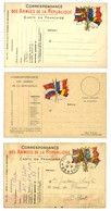 Lot De 3 CP Dont 1 Double (2 Neuves 1 Obl) De Franchise Militaire Faisceau De 6 Drapeaux Modèle A . - TB. - Guerre De 1914-18