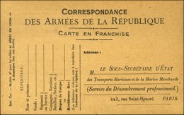 1 CP Neuve De Franchise Militaire Sans Faisceau Avec Repiquage Marine Marchande. - TB. - Oorlog 1914-18