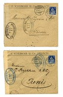 Lot De 2 Lettres En Provenance De Suisse Avec Marques De Contrôle Postal (Tunis 877 Et 890). - TB. - Guerre De 1914-18